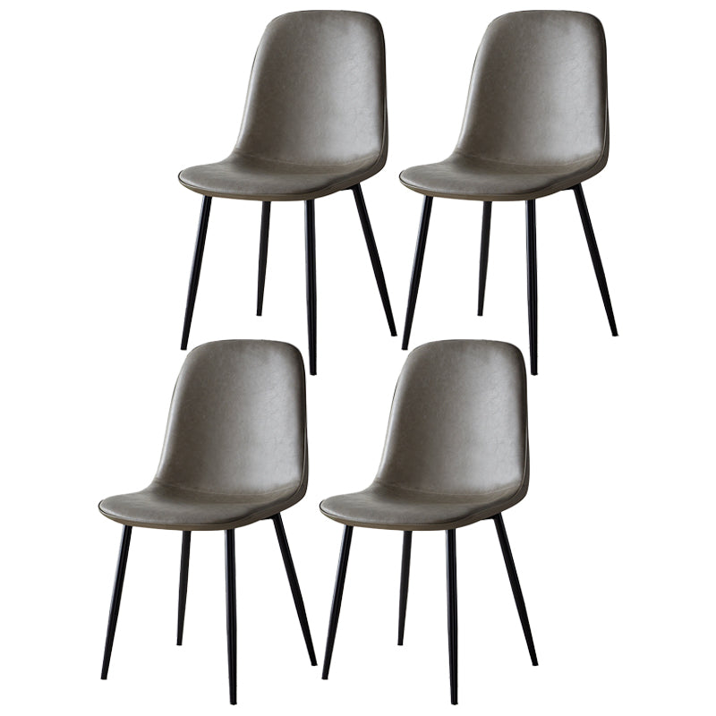Glam Style Leather Dining Chairs for Kitchen Solid Back Armless Chairs