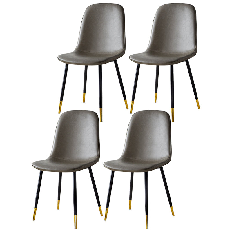 Glam Style Leather Dining Chairs for Kitchen Solid Back Armless Chairs