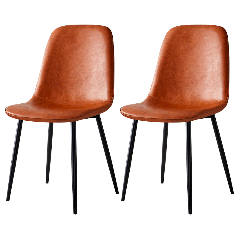 Glam Style Leather Dining Chairs for Kitchen Solid Back Armless Chairs