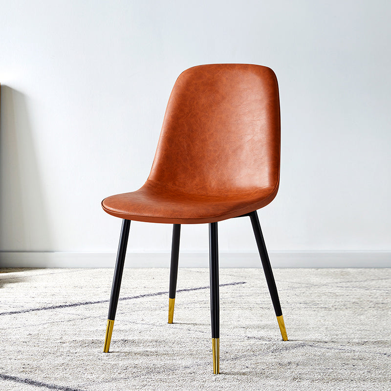 Glam Style Leather Dining Chairs for Kitchen Solid Back Armless Chairs
