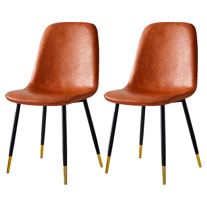 Glam Style Leather Dining Chairs for Kitchen Solid Back Armless Chairs