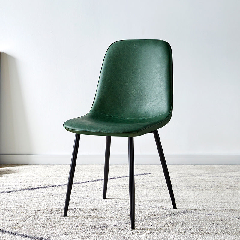 Glam Style Leather Dining Chairs for Kitchen Solid Back Armless Chairs