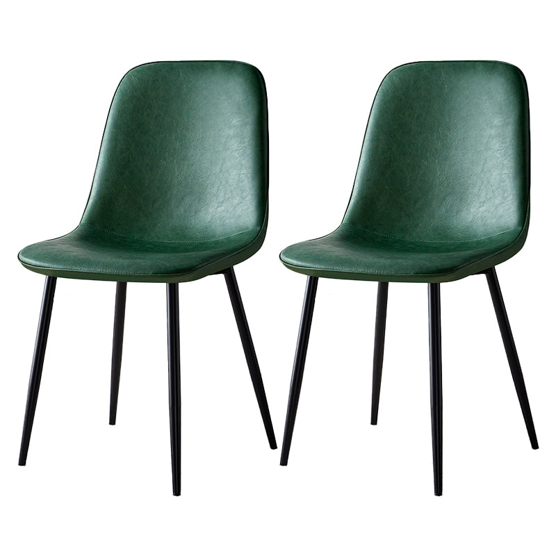 Glam Style Leather Dining Chairs for Kitchen Solid Back Armless Chairs
