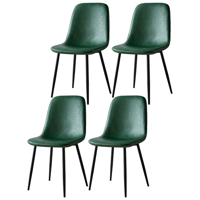 Glam Style Leather Dining Chairs for Kitchen Solid Back Armless Chairs