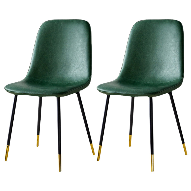 Glam Style Leather Dining Chairs for Kitchen Solid Back Armless Chairs