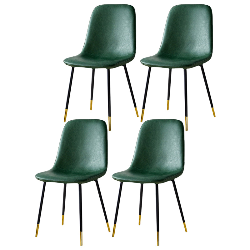 Glam Style Leather Dining Chairs for Kitchen Solid Back Armless Chairs
