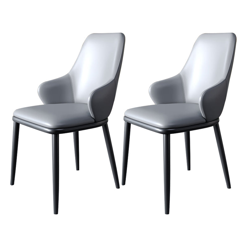 Minimalist Style Leather Dining Chairs Solid Back Upholstered Side Chair for Home