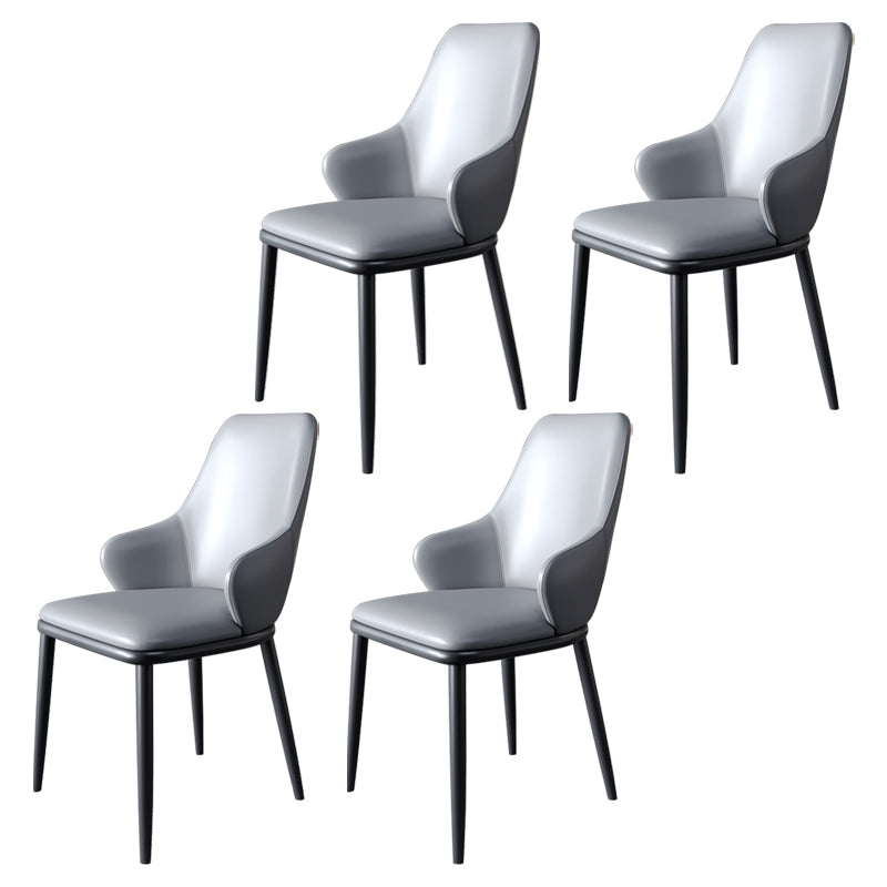 Minimalist Style Leather Dining Chairs Solid Back Upholstered Side Chair for Home
