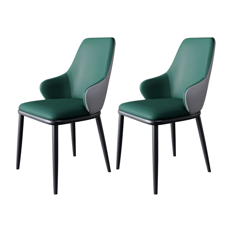 Minimalist Style Leather Dining Chairs Solid Back Upholstered Side Chair for Home