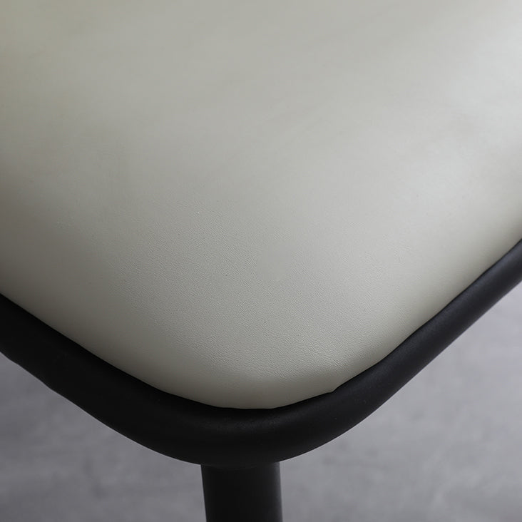 Minimalist Style Leather Dining Chairs Solid Back Upholstered Side Chair for Home