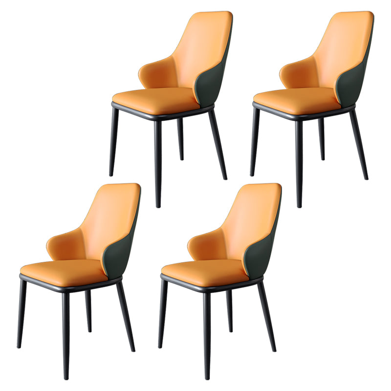 Minimalist Style Leather Dining Chairs Solid Back Upholstered Side Chair for Home