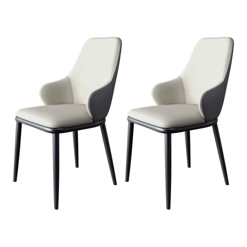 Minimalist Style Leather Dining Chairs Solid Back Upholstered Side Chair for Home