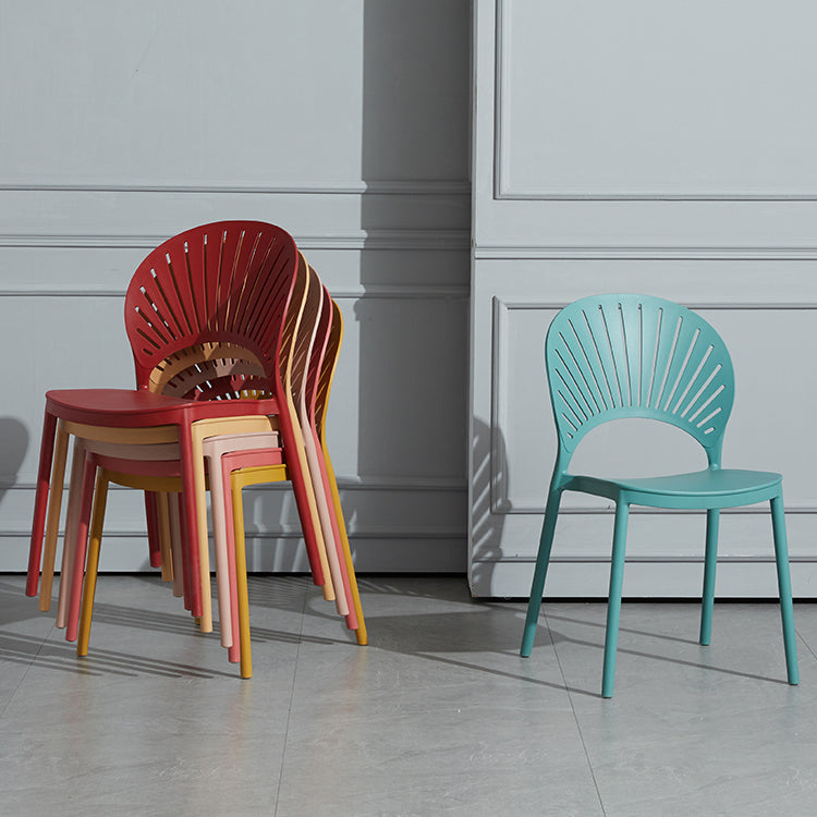 Scandinavian Plastic Armless Dining Chairs Indoor Stackable Side Chairs