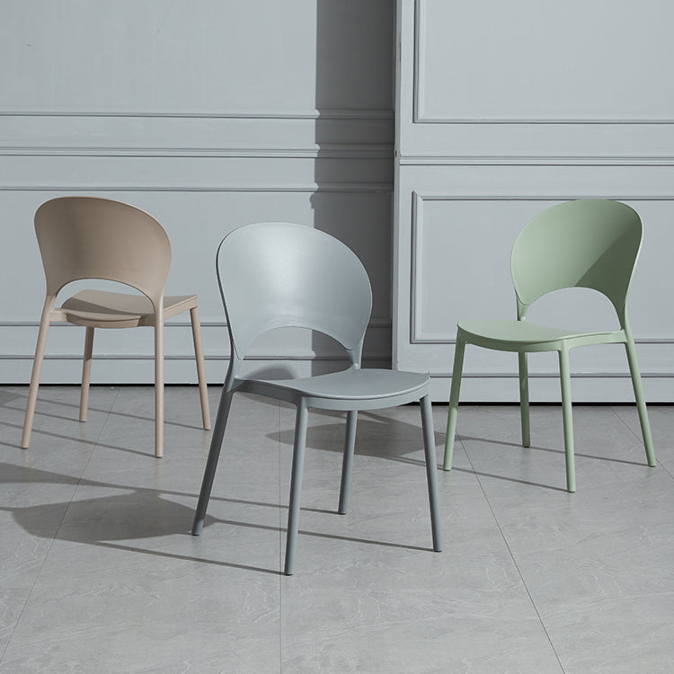 Chaises de salle à manger sans bras en plastique scandinave, chaises latérales empilables d'intérieur