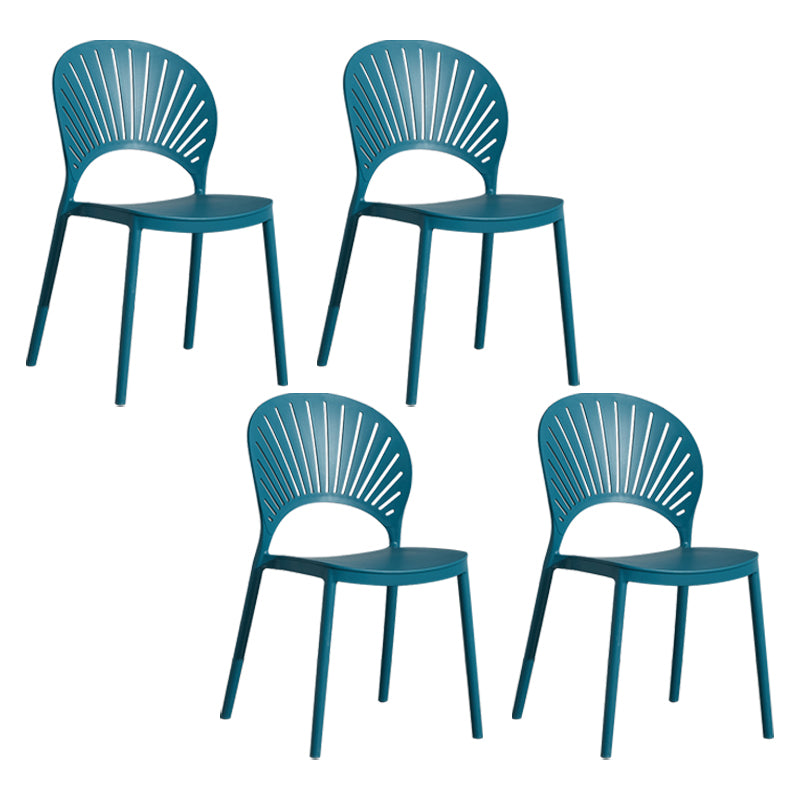 Scandinavian Plastic Armless Dining Chairs Indoor Stackable Side Chairs