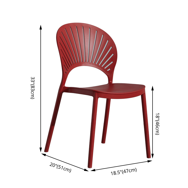 Scandinavian Plastic Armless Dining Chairs Indoor Stackable Side Chairs