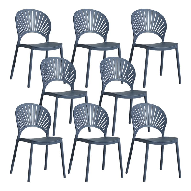Scandinavian Plastic Armless Dining Chairs Indoor Stackable Side Chairs