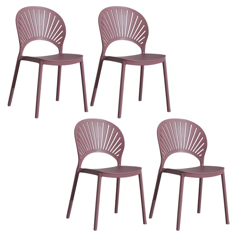 Scandinavian Plastic Armless Dining Chairs Indoor Stackable Side Chairs