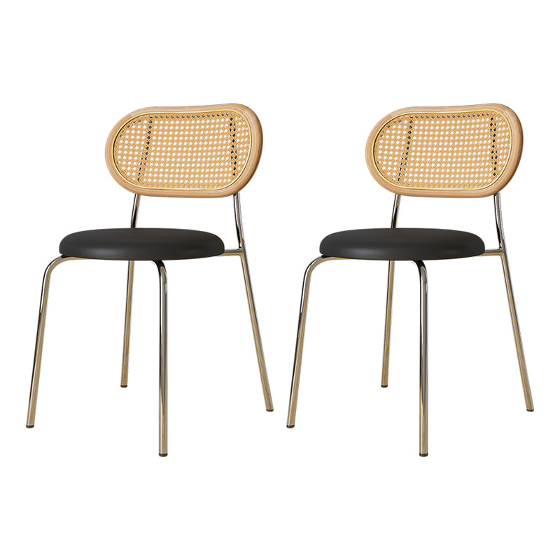 Contemporary Metal Dining Room Chairs Upholstered Armless Chair for Home Use