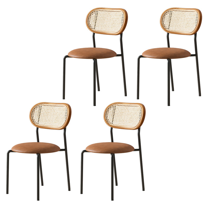 Contemporary Metal Dining Room Chairs Upholstered Armless Chair for Home Use