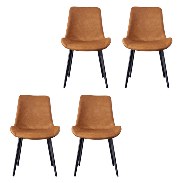 Industrial Style Leather Dining Chairs Solid Back Armless Side Chairs for Home Use