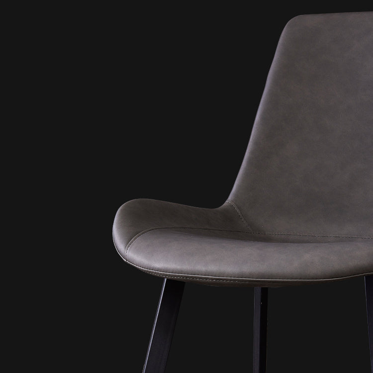 Industrial Style Leather Dining Chairs Solid Back Armless Side Chairs for Home Use