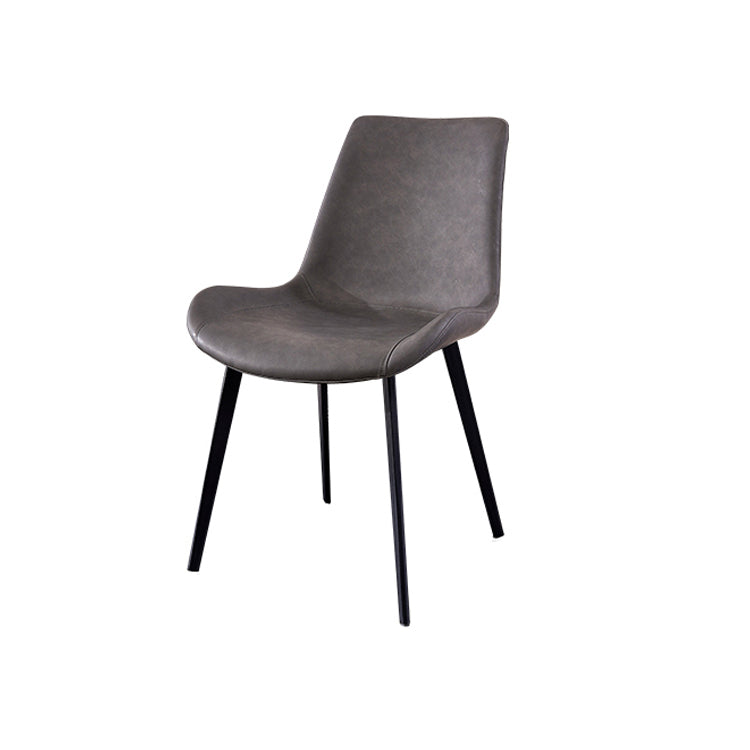 Industrial Style Leather Dining Chairs Solid Back Armless Side Chairs for Home Use