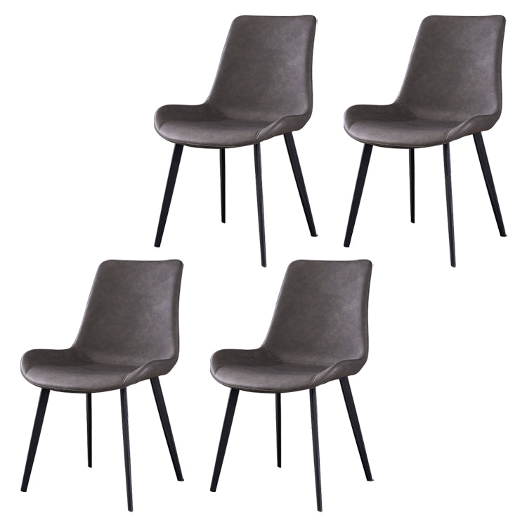 Industrial Style Leather Dining Chairs Solid Back Armless Side Chairs for Home Use