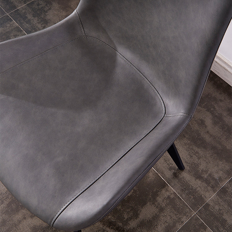 Industrial Style Leather Dining Chairs Solid Back Armless Side Chairs for Home Use