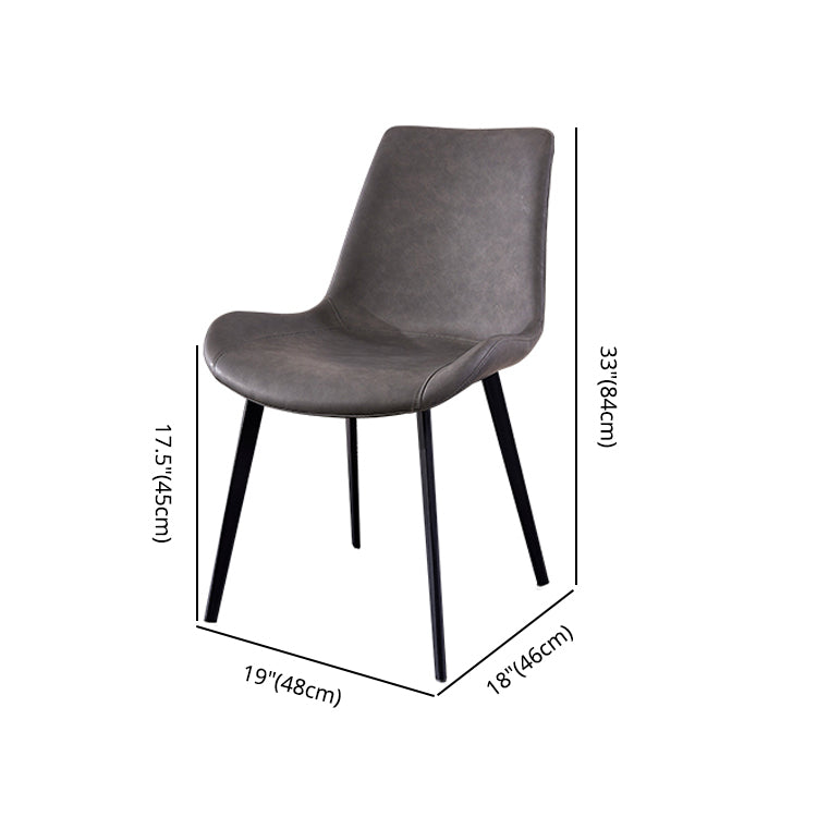 Industrial Style Leather Dining Chairs Solid Back Armless Side Chairs for Home Use