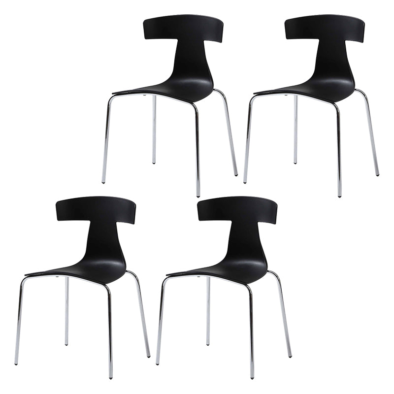 Contemporary Style Metal Chair Set Slat Back Side Kitchen Dining Chair