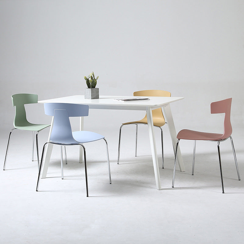 Contemporary Style Metal Chair Set Slat Back Side Kitchen Dining Chair