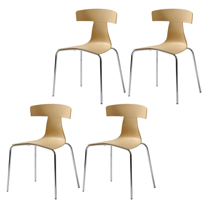 Contemporary Style Metal Chair Set Slat Back Side Kitchen Dining Chair