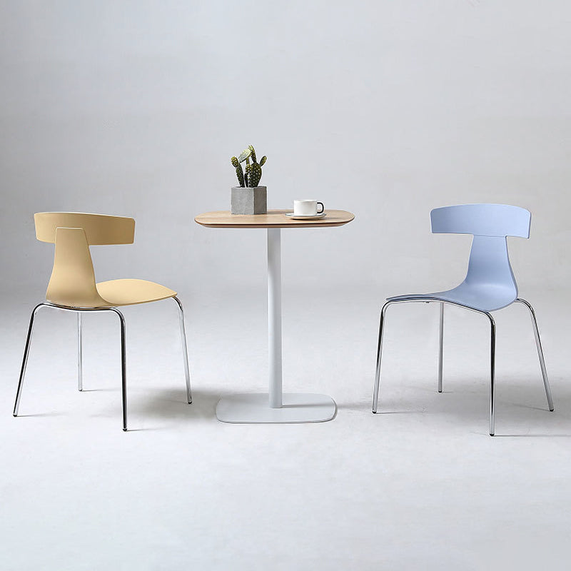 Contemporary Style Metal Chair Set Slat Back Side Kitchen Dining Chair