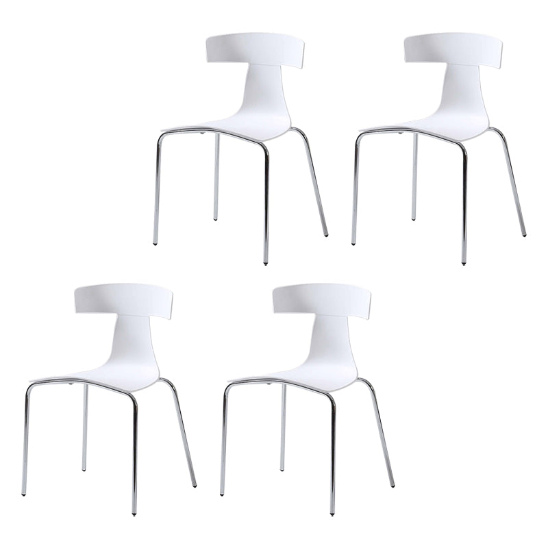 Contemporary Style Metal Chair Set Slat Back Side Kitchen Dining Chair