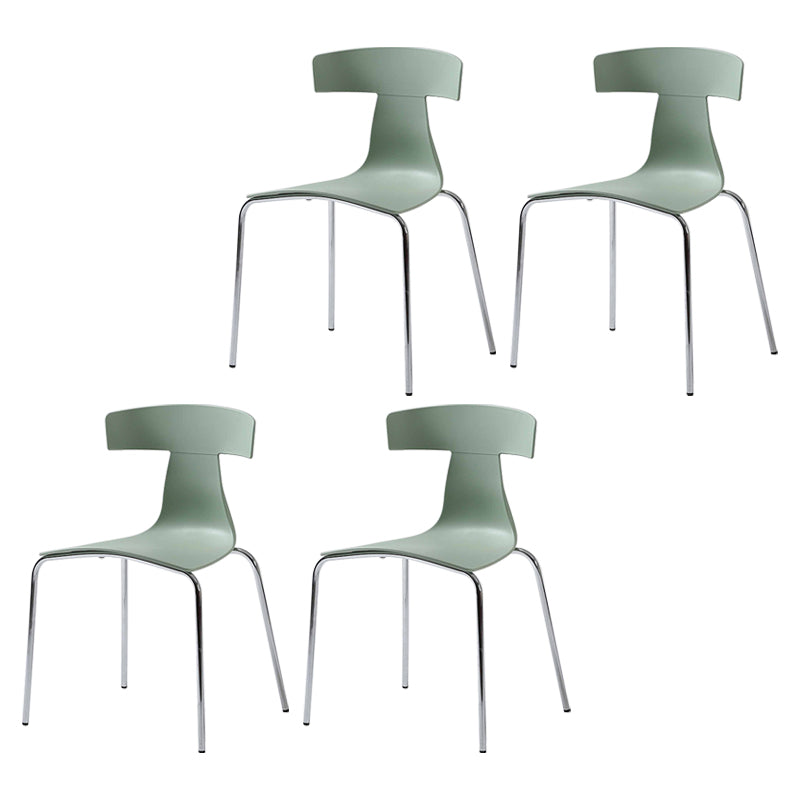 Contemporary Style Metal Chair Set Slat Back Side Kitchen Dining Chair