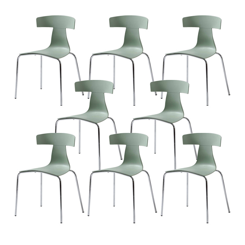 Contemporary Style Metal Chair Set Slat Back Side Kitchen Dining Chair
