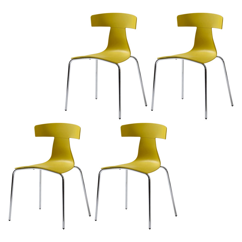 Contemporary Style Metal Chair Set Slat Back Side Kitchen Dining Chair
