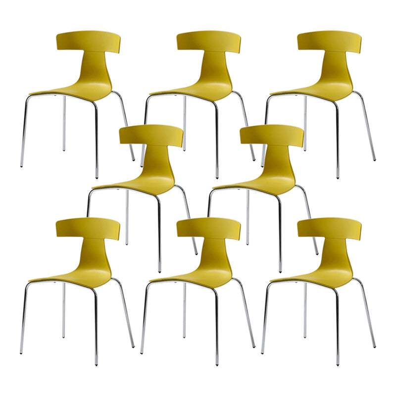 Contemporary Style Metal Chair Set Slat Back Side Kitchen Dining Chair