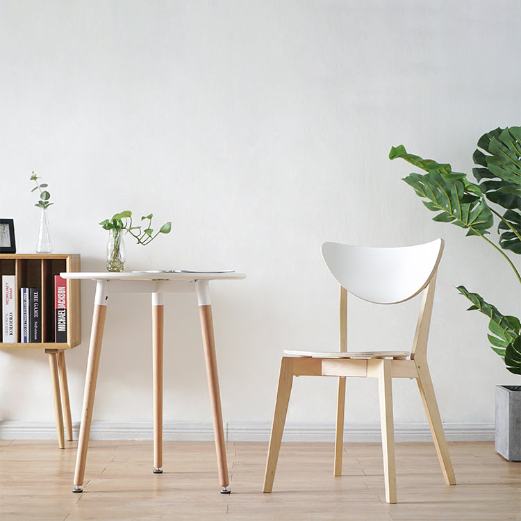 Open Back Armless Dining Chairs Stackable Side Dining Chairs with Wood Legs