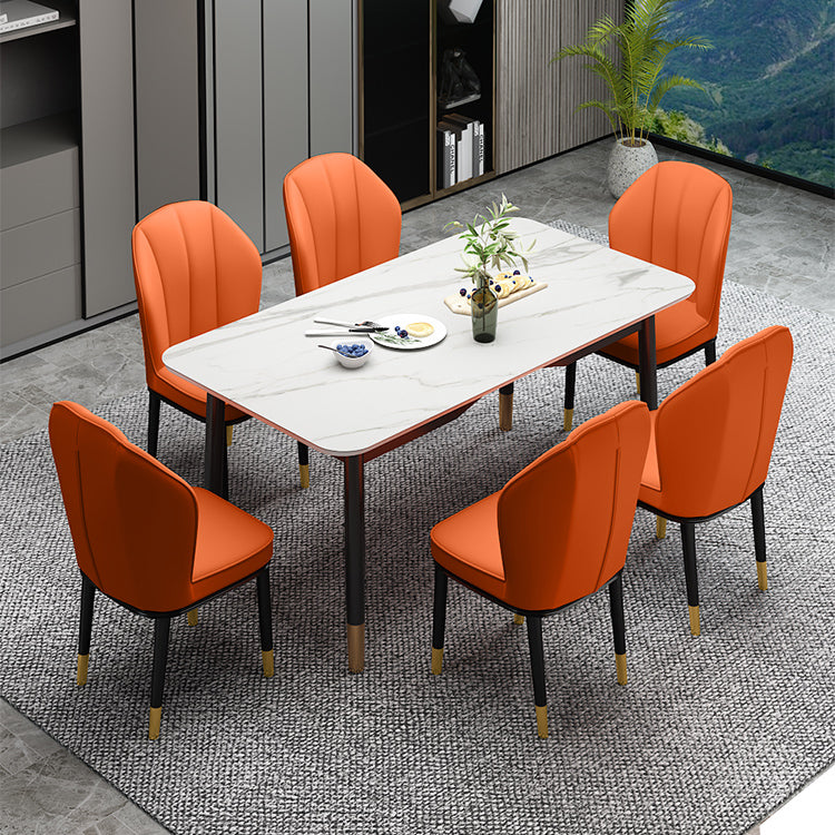 European Glam Style Metal Chairs Kitchen Dining Room Wingback Side Chair Set
