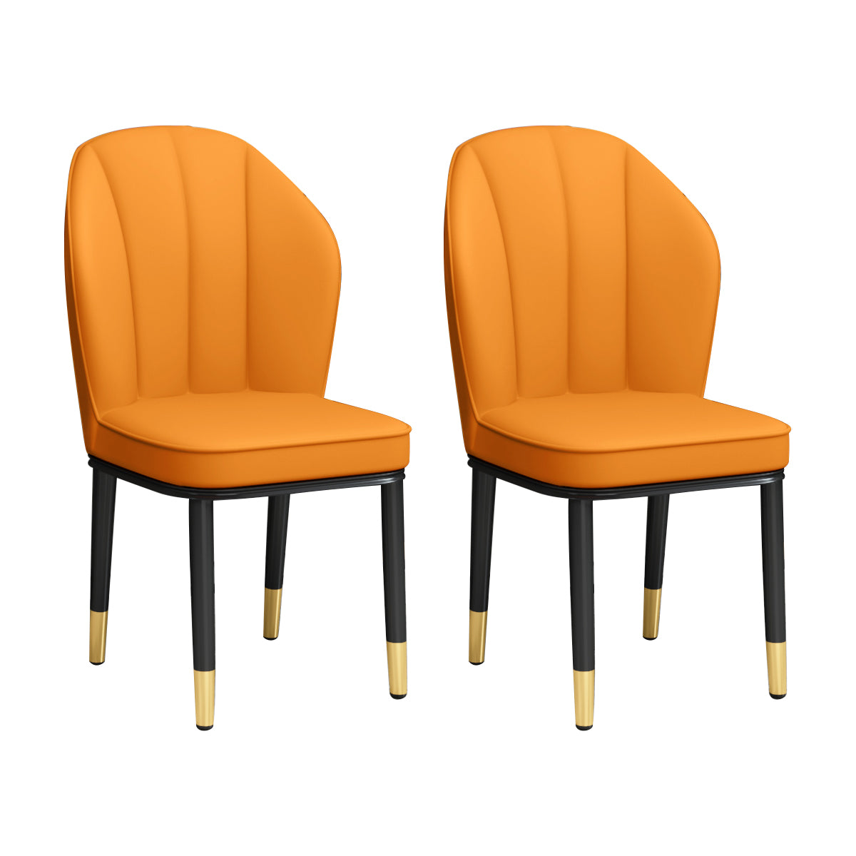 European Glam Style Metal Chairs Kitchen Dining Room Wingback Side Chair Set