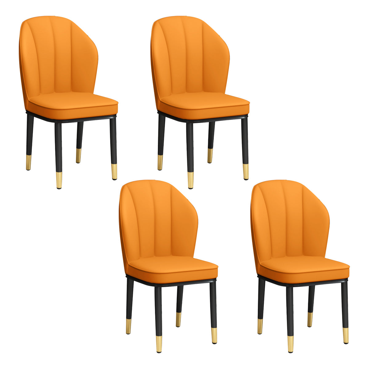 European Glam Style Metal Chairs Kitchen Dining Room Wingback Side Chair Set