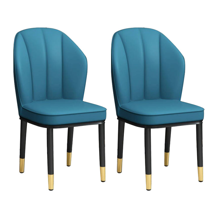 European Glam Style Metal Chairs Kitchen Dining Room Wingback Side Chair Set