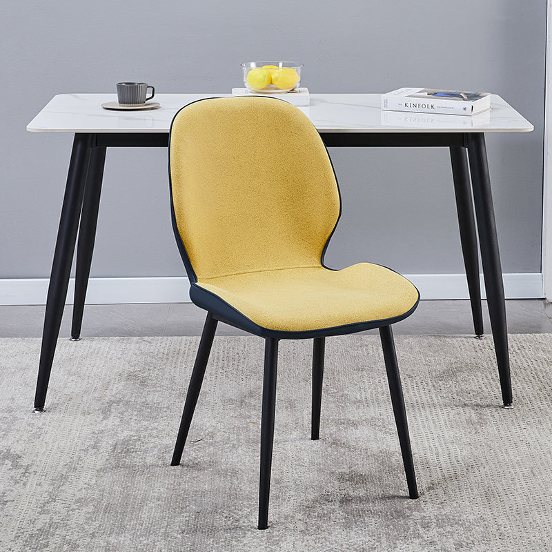 Home Scandinavian Side Chair Upholstered Solid Back Metal Dining Room Chair