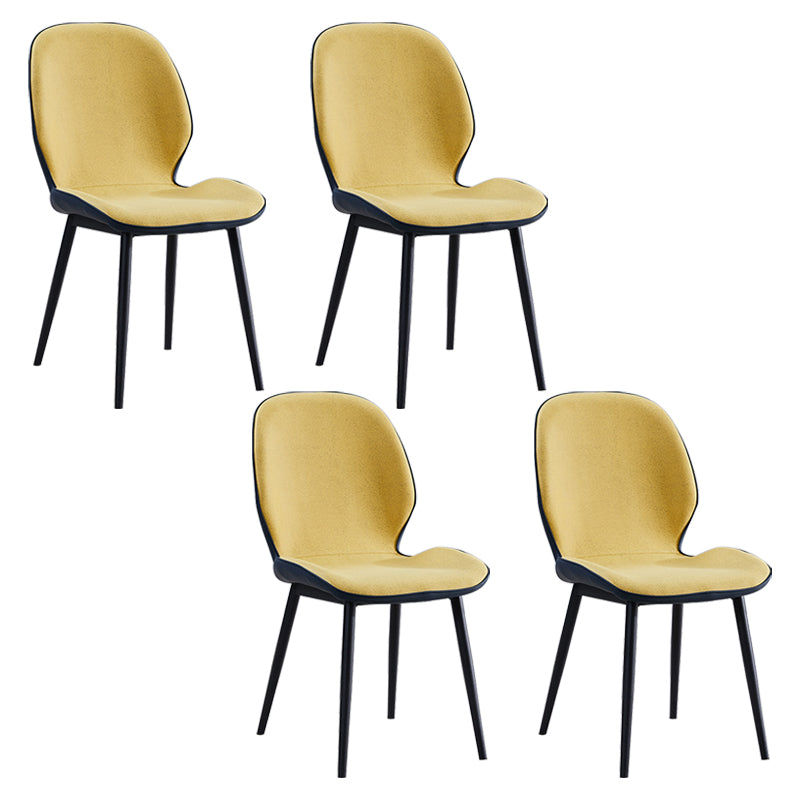 Home Scandinavian Side Chair Upholstered Solid Back Metal Dining Room Chair