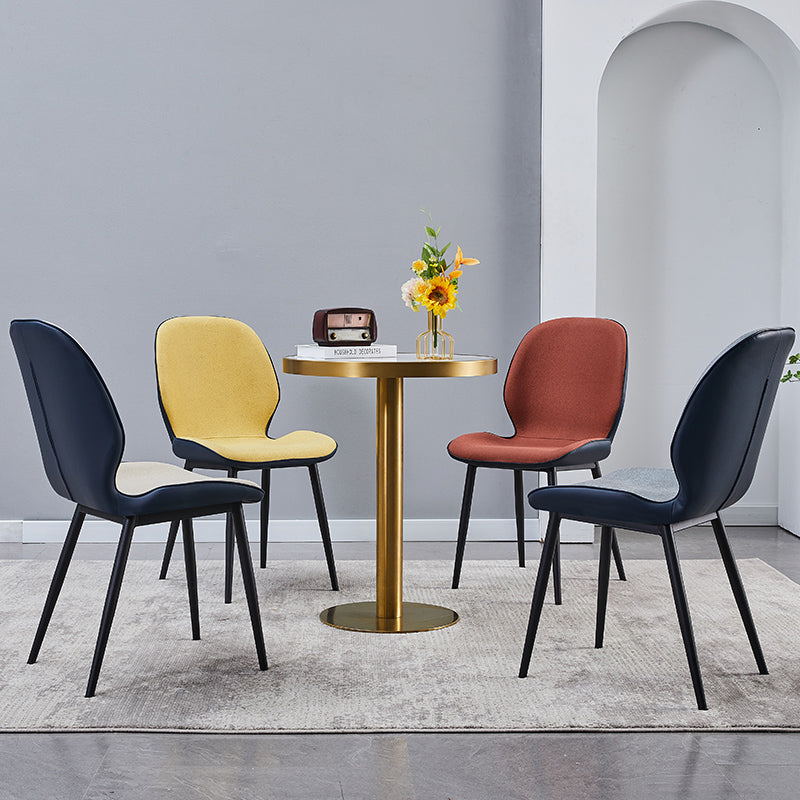 Home Scandinavian Side Chair Upholstered Solid Back Metal Dining Room Chair