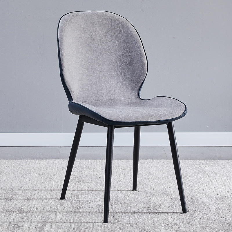 Home Scandinavian Side Chair Upholstered Solid Back Metal Dining Room Chair