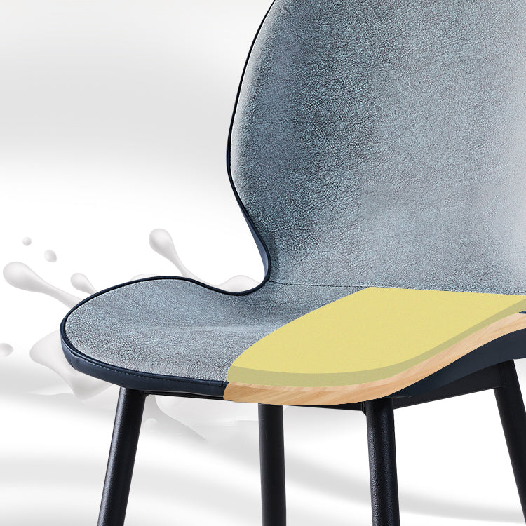 Home Scandinavian Side Chair Upholstered Solid Back Metal Dining Room Chair