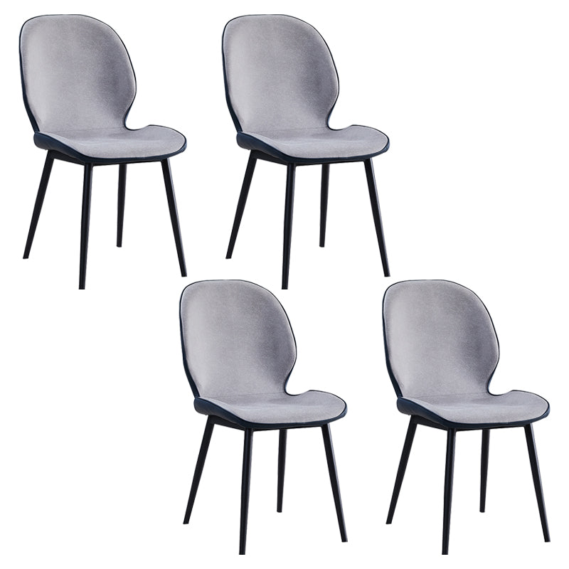 Home Scandinavian Side Chair Upholstered Solid Back Metal Dining Room Chair